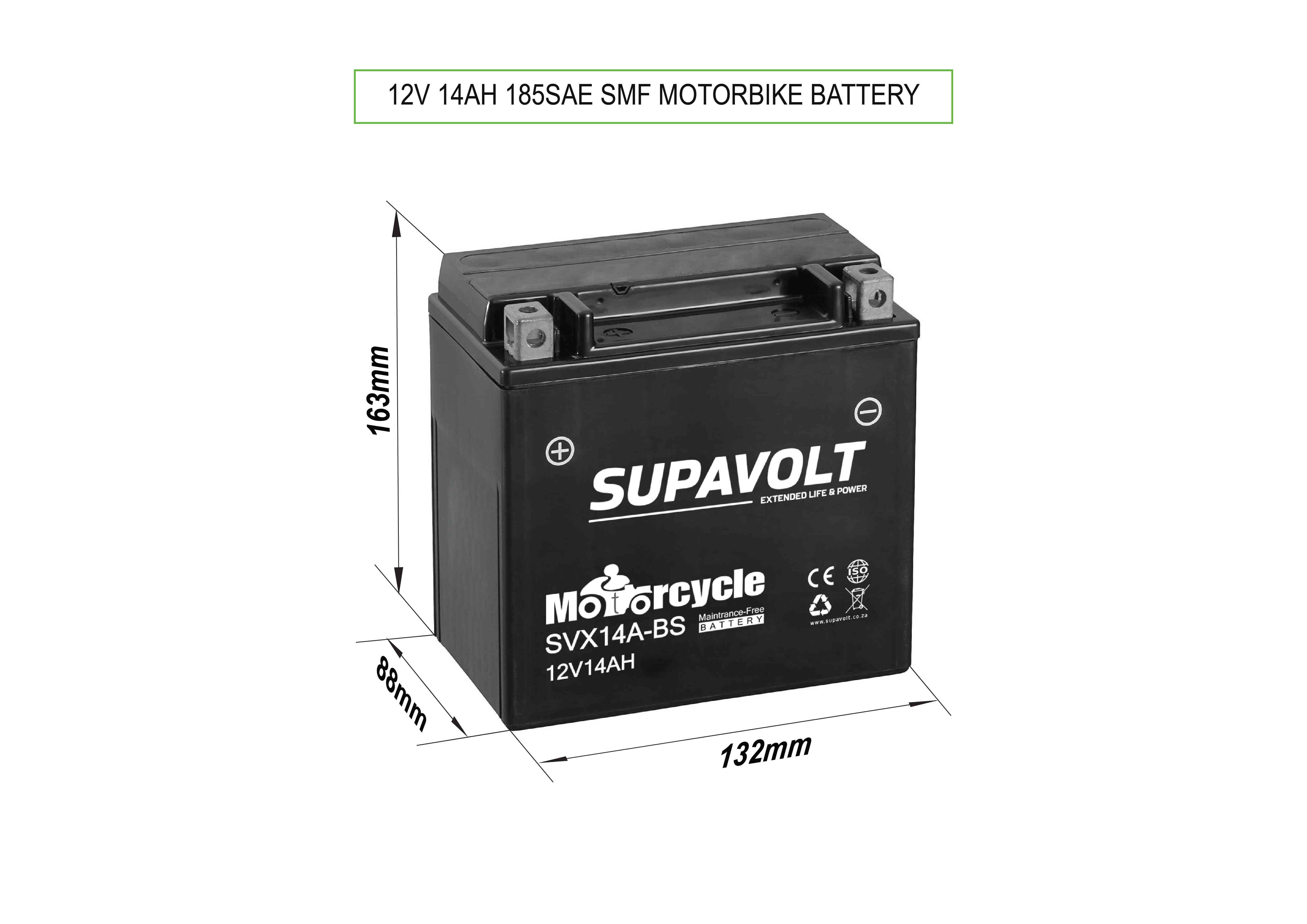 Motorcycle Motorcycle Batteries SVX14AH-BS title=