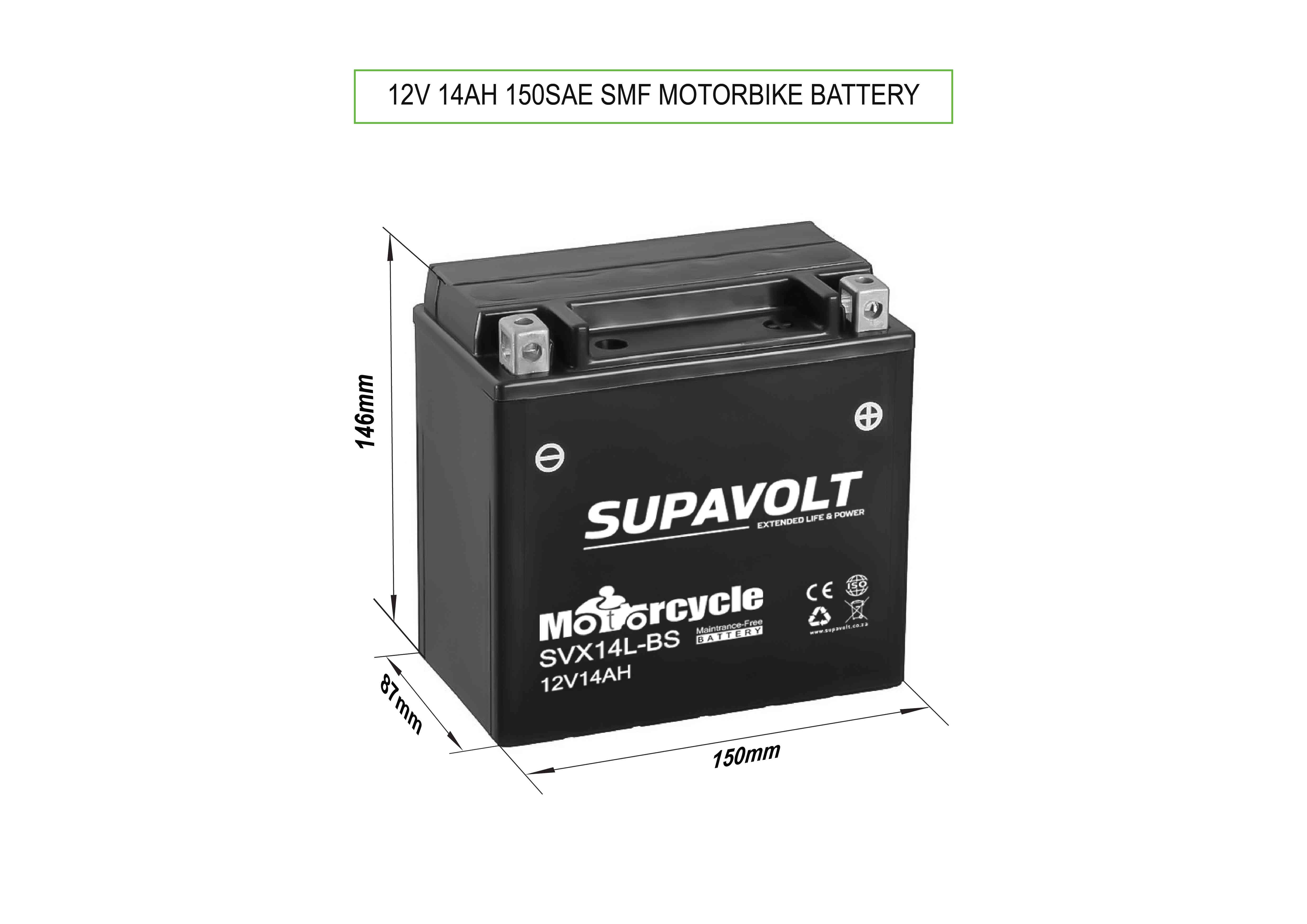 Motorcycle Motorcycle Batteries SVX14L-BS title=